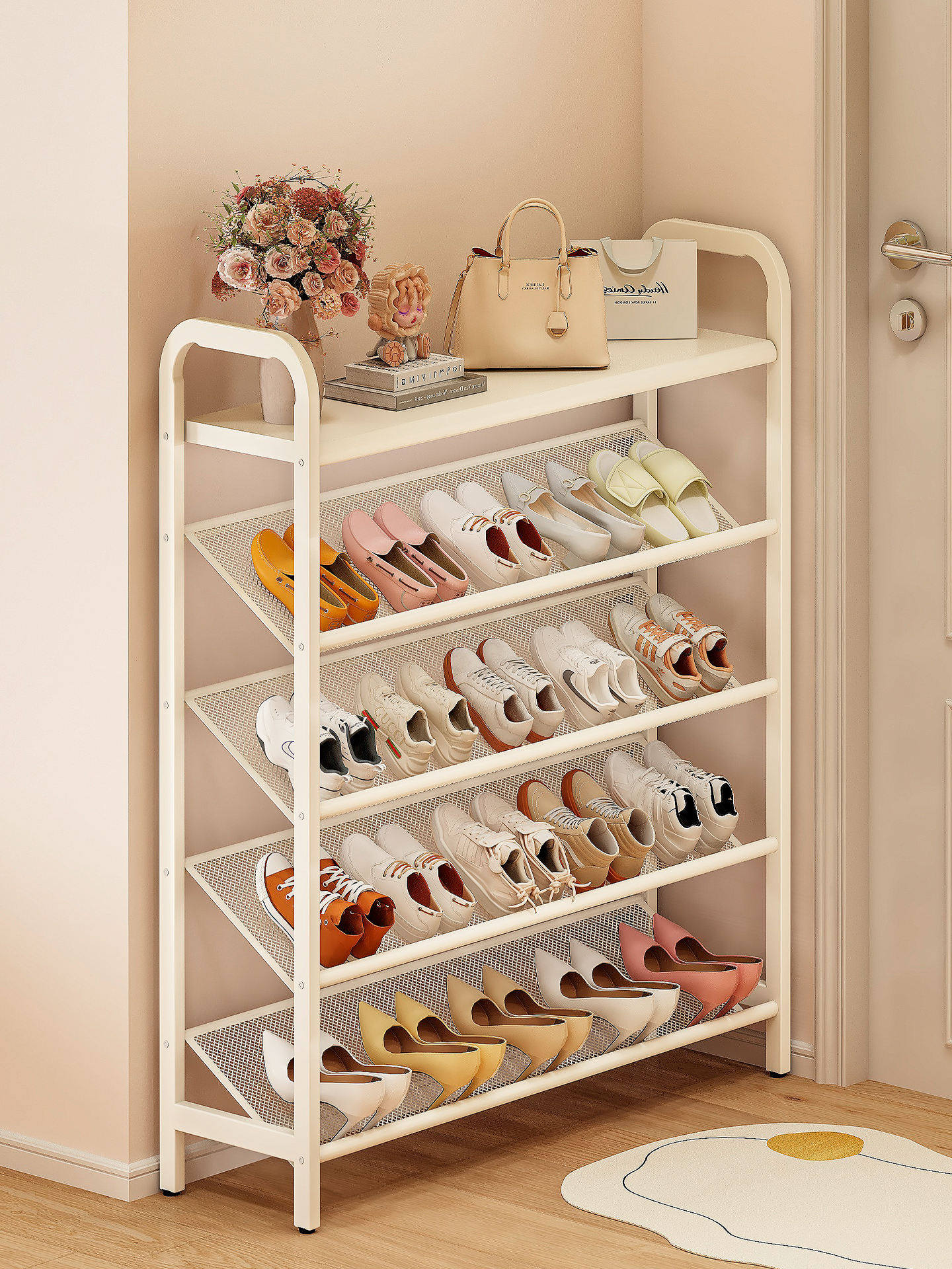 鞋架出租房用入户门鞋柜小窄门口鞋架子简易门后置物架不占地方