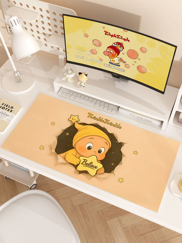 可爱鼠标垫星星人女生办公室高颜值电脑桌垫大号键盘垫桌布长方形