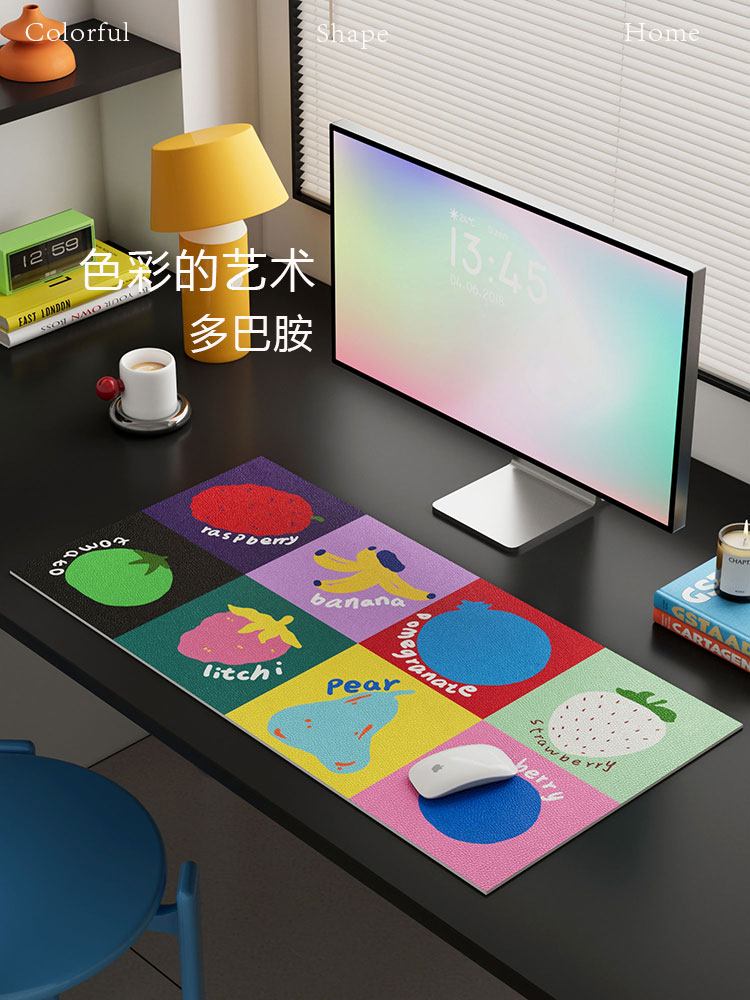 多巴胺风鼠标垫高级感耐脏防水办公桌垫电脑垫超大号键盘垫书桌垫