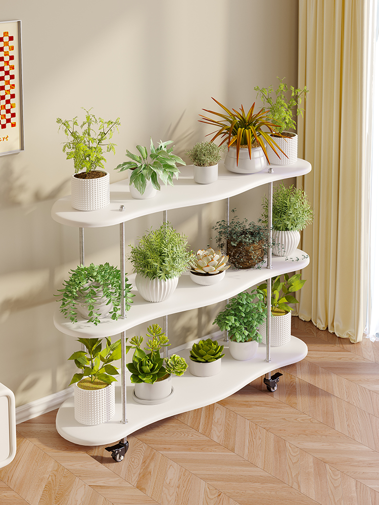 花架子室内阳台客厅多肉展示架落地式置物架不锈钢可移动多层阶梯