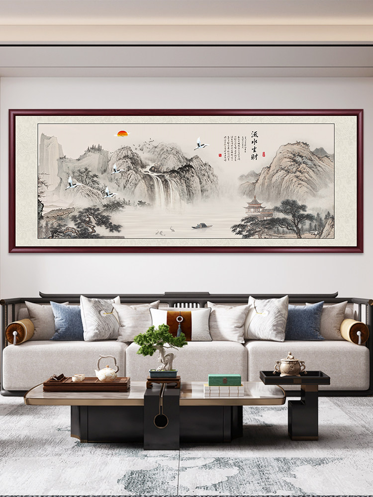 山水画客厅挂画办公室装饰画中式沙发背景墙手绘国画靠山水墨壁画,家居饰品,国画,淘宝优惠券,粉丝福利购,淘宝优惠卷