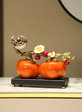新中式事事如意柿子摆件家居客厅玄关酒柜办公室装饰乔迁新居礼物