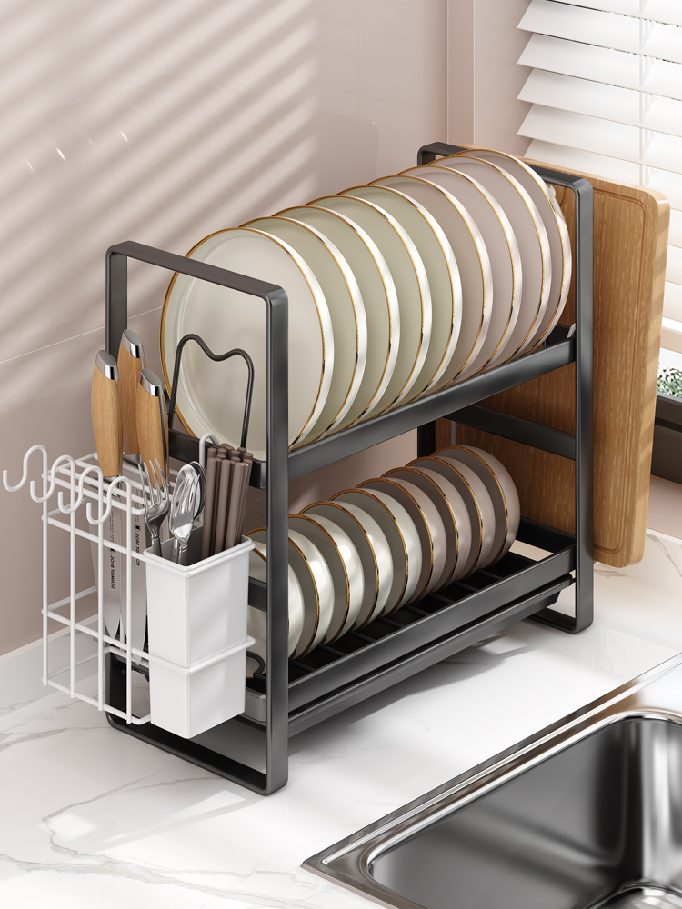 窄款小尺寸碗碟收纳架不锈钢厨房台面柜内碗架碗筷沥水碗盘置物架