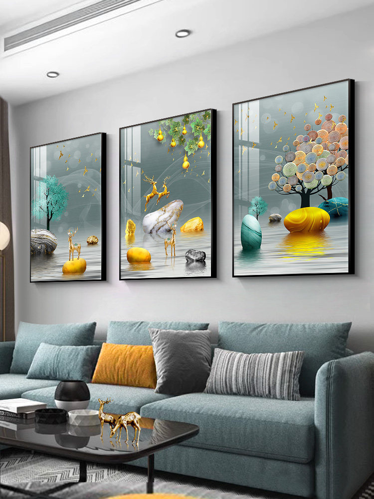 北欧客厅装饰画现代简约沙发背景墙壁画轻奢三联餐厅挂画大气墙画,家居饰品,现代装饰画,淘宝优惠券,粉丝福利购,淘宝优惠卷