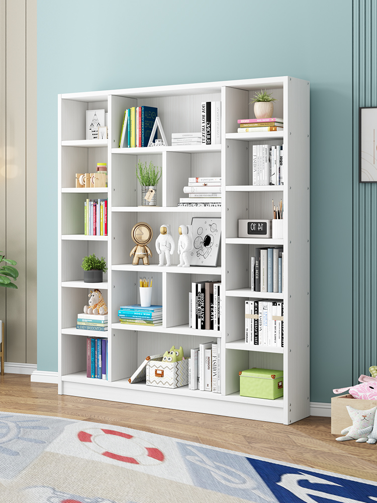 实木书架落地置物架家用简约现代靠墙组合储物柜简易书柜学生书橱