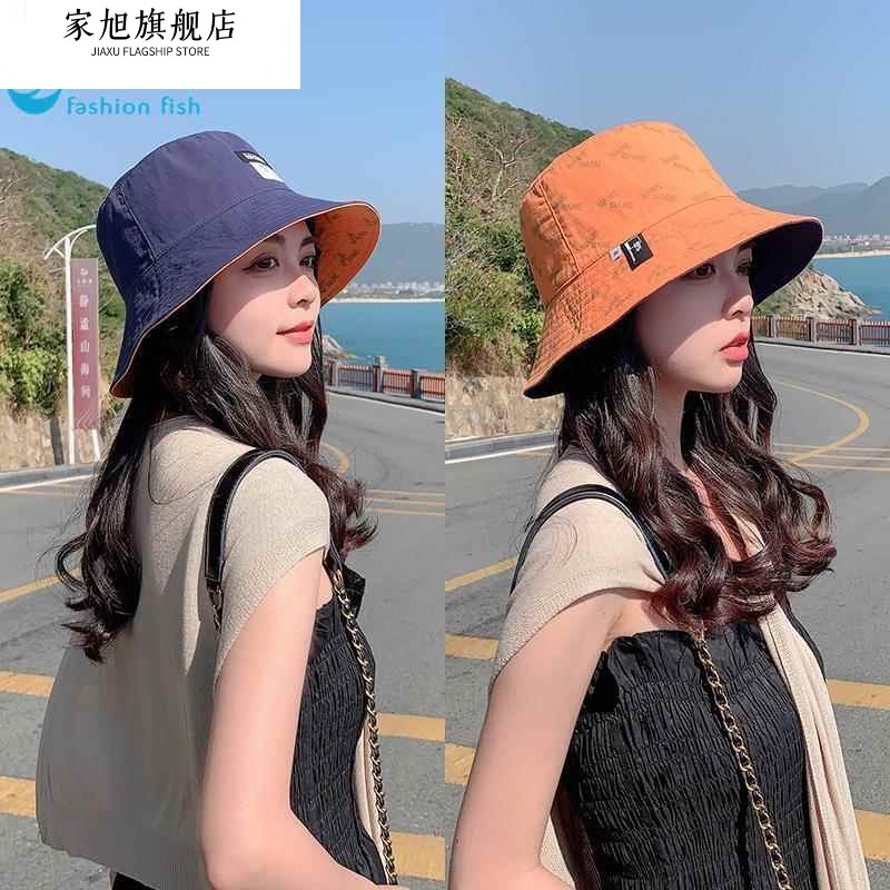 渔夫帽子女春夏季韩版防晒遮阳帽日系小沿百搭双面戴太阳帽盆帽z