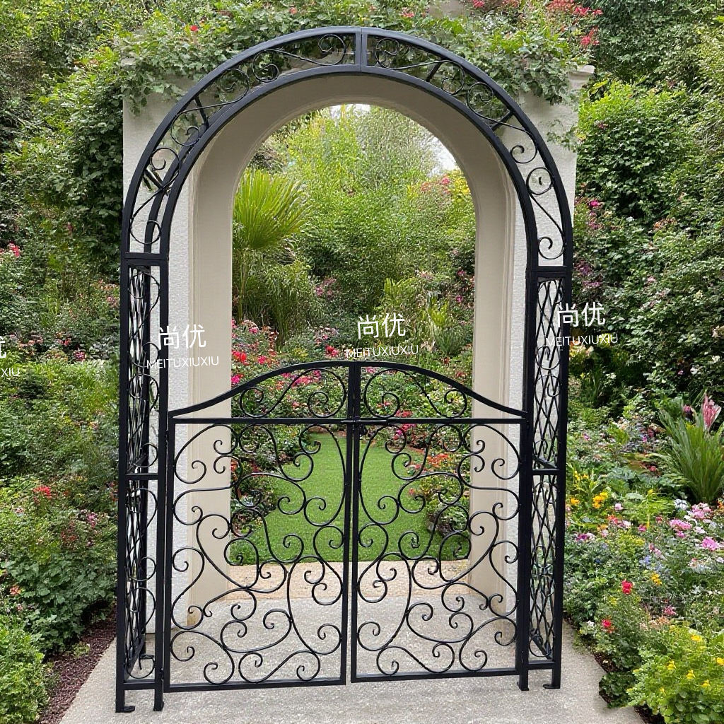 欧式铁艺别墅花园拱形门铁门庭院门入户拱门架子门户外院子门定制