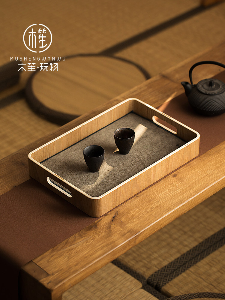 木笙玩物木质茶具托盘家用创意带茶巾放茶杯盘子轻奢茶盘长方形,餐饮具,茶盘,淘宝优惠券,粉丝福利购,淘宝优惠卷