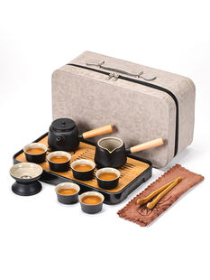 美甚旅行功夫茶具小套装日式简约陶瓷泡茶壶户外轻奢茶盘便携包装