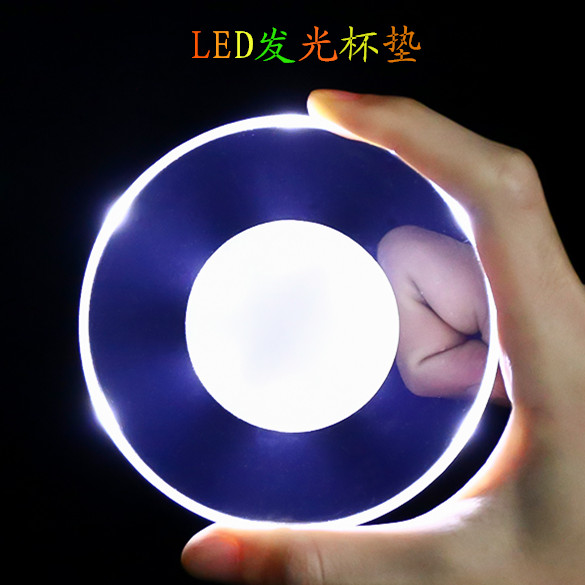 2022款超薄透明酒吧鸡尾酒发光杯垫底座发光灯灯光杯底调酒奶茶灯