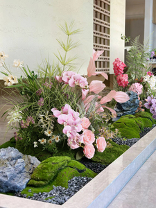 仿真植物隔断造景摆件插花成品酒店餐厅花槽假植物花艺仿生软装景