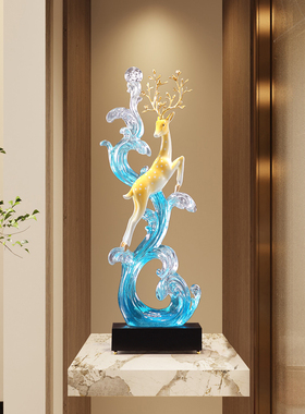 木锐客厅玄关酒柜电视柜摆件竖高鹿创意风生水起一路高升开业礼品