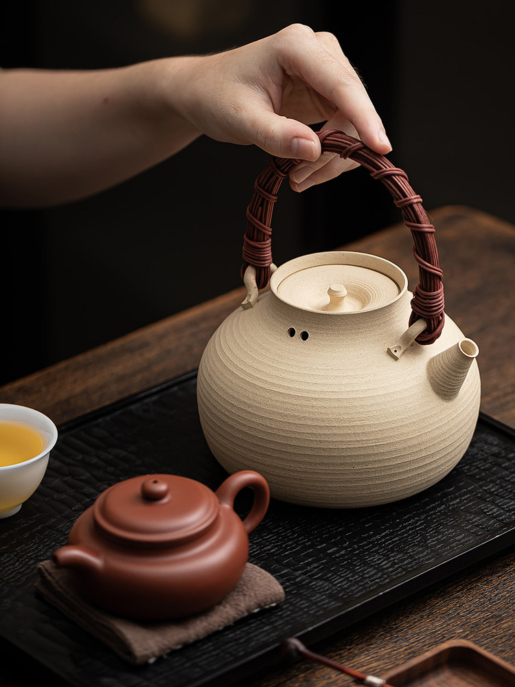 潮州白泥砂铫壶原矿提梁烧水壶炭炉套装手工煮水煮茶壶功夫茶具