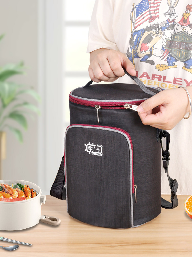 新款保温饭桶袋子圆形饭盒袋手提袋加厚铝箔上班饭桶包带饭便当包,收纳整理,饭盒袋,淘宝优惠券,粉丝福利购,淘宝优惠卷