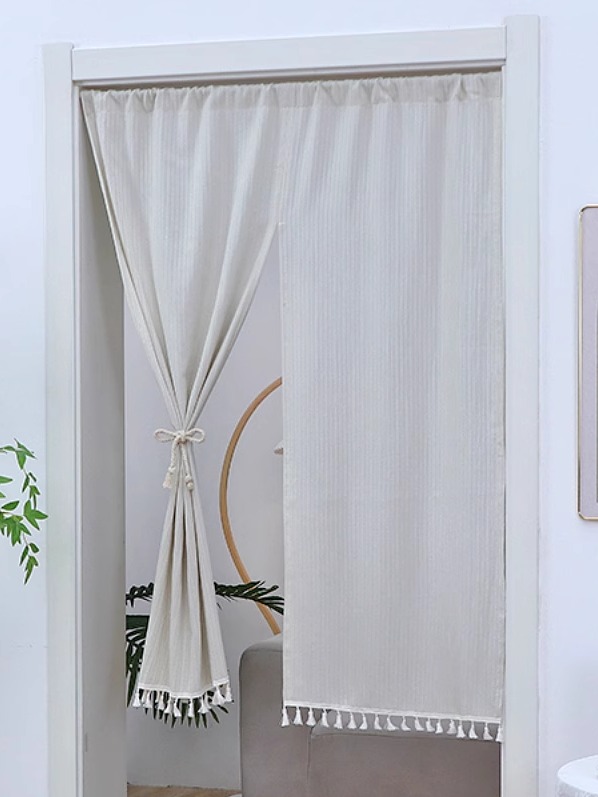 日式全棉门帘卫生间厕所隔断帘风水帘柜帘免打孔短帘半截窗帘布帘