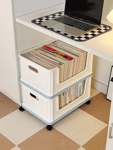 学生书本收纳箱盒教室用高中生神器书箱带轮子移动装放书籍的箱子