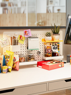 免打孔立式桌面洞洞板儿童书桌办公室工位遮挡展示收纳磁吸置物架