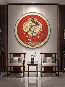喜眉入口画挂画中国红花鸟对门入口画寓意装饰画中国壁画