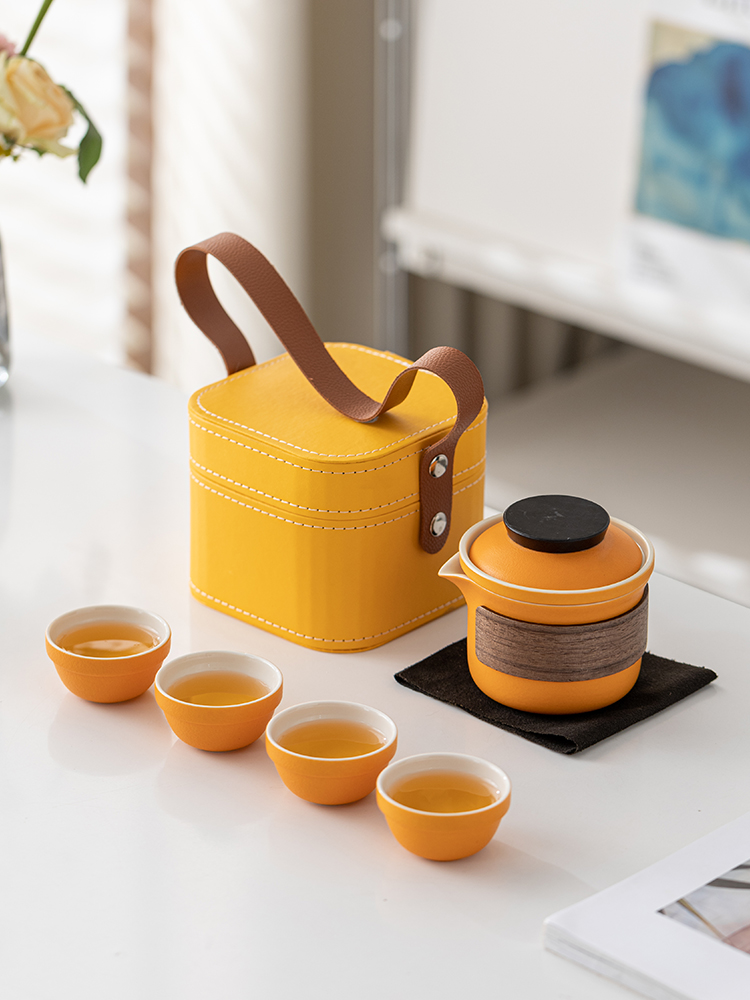 陶瓷旅行功夫茶具小套装快客杯便携式户外旅游露营泡茶壶茶杯定制