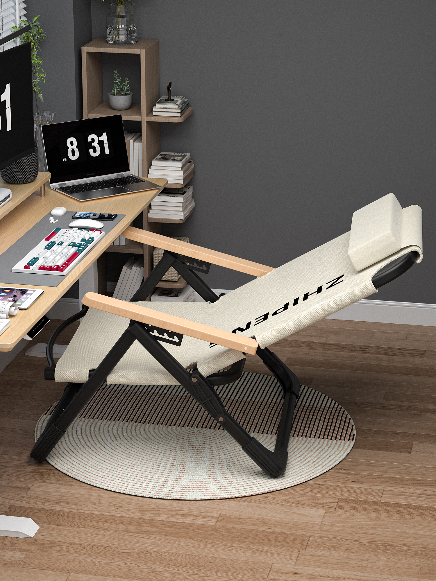 躺椅折叠午休懒人可坐可躺午睡两用床办公室靠背家用户外海狗椅子