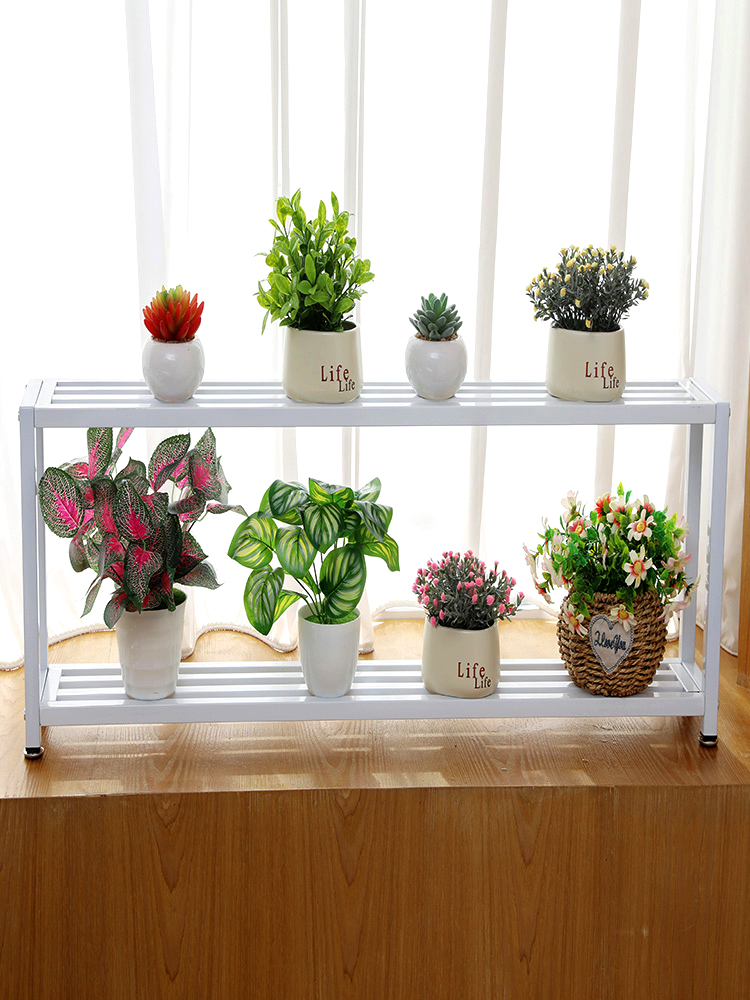 窗台花架置物架简约铁艺多层室内多肉小花盆窄架子阳台白色飘窗架