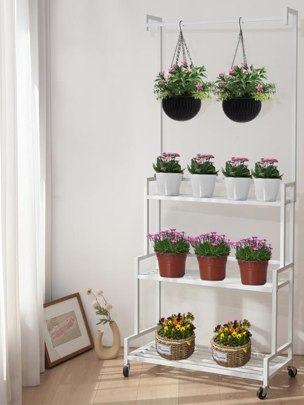 铁艺花架阳台多层置物架室内户外庭院落地阶梯式带轮可移动花架子