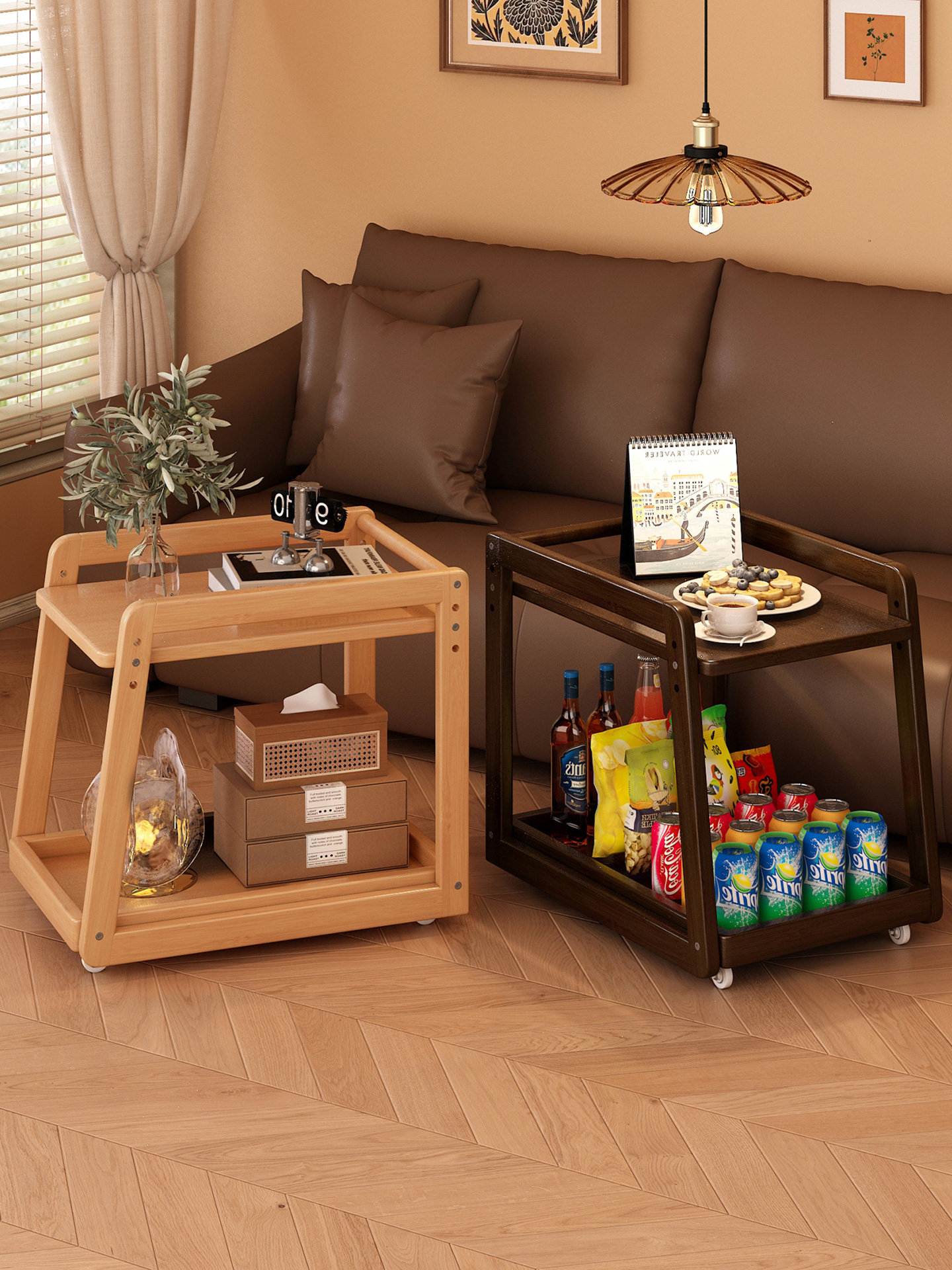 可移动零食小推车置物架落地多层家用带轮客厅宿舍杂物收纳储物柜