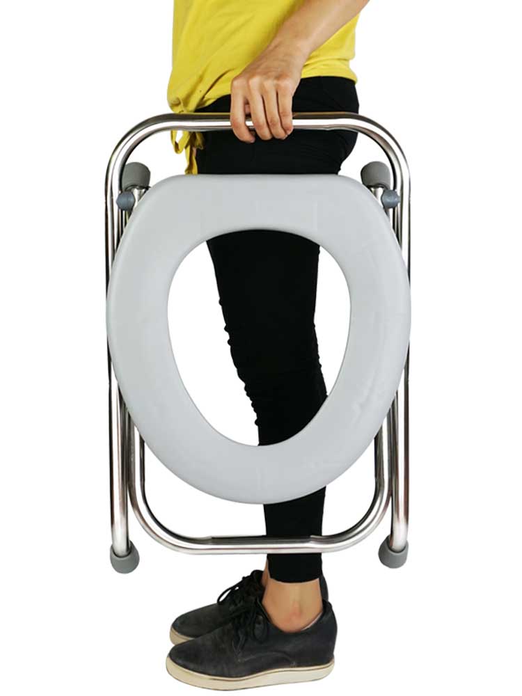 坐便椅孕妇老人坐便器移动马桶家用不锈钢可折叠便凳洗澡厕所椅子