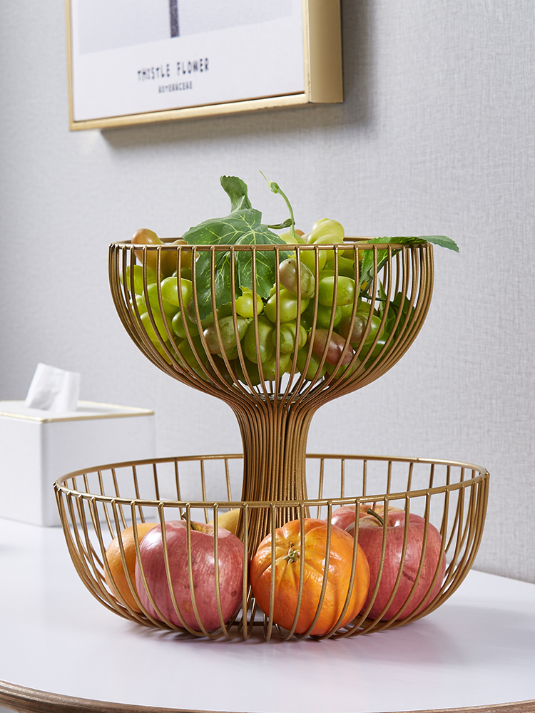 大容量水果盘家用客厅茶几双层水果篮创意高档大气多层轻奢收纳筐