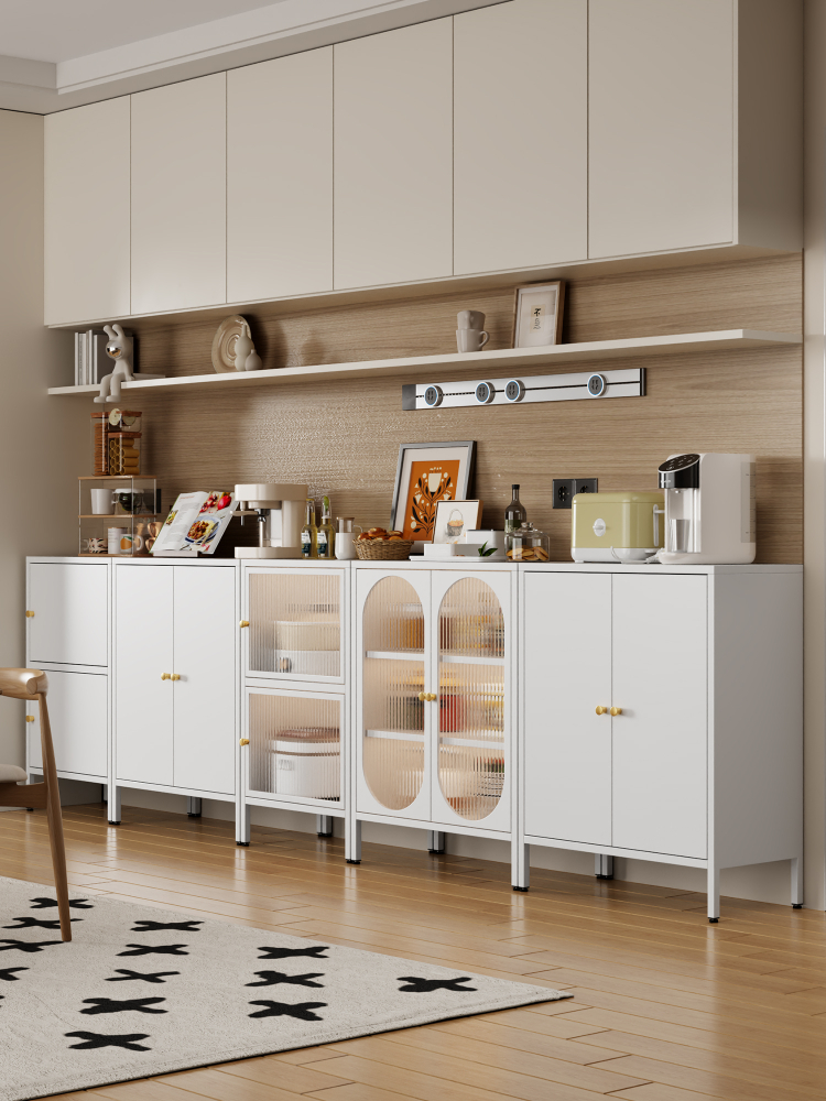 毕威尔家用餐边柜靠墙一体厨房铁艺橱柜储物置物收纳柜茶水铁皮柜