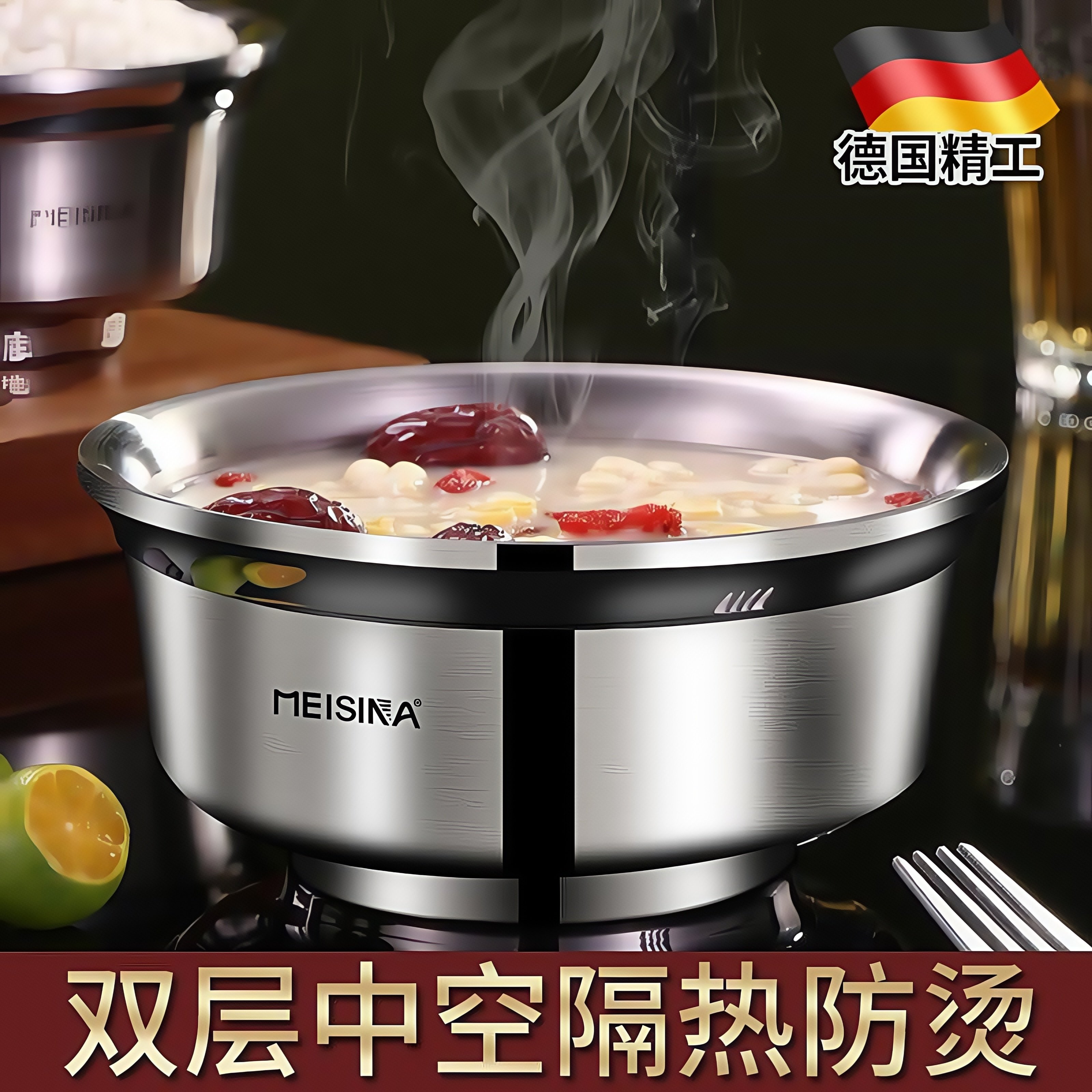 德国304不锈钢泡面碗饭盒食品级方便面碗宿舍双层隔热大号个人用,餐饮具,碗,淘宝优惠券,粉丝福利购,淘宝优惠卷