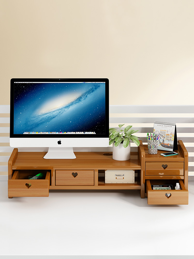 楠竹桌面电脑增高架台式显示器支架屏幕垫高托架办公桌收纳置物架