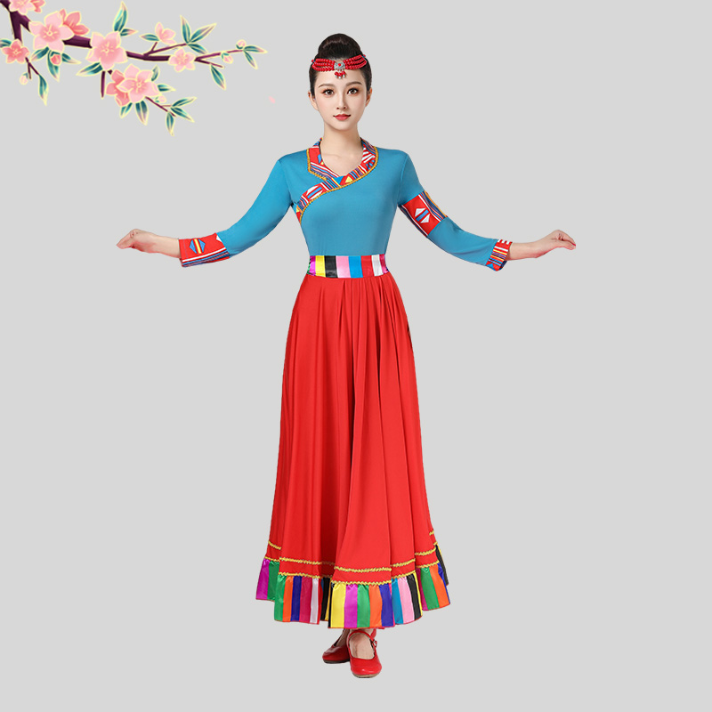 服装女新款运动长裙套装杨丽萍古典跳舞演出表演藏族舞蹈服