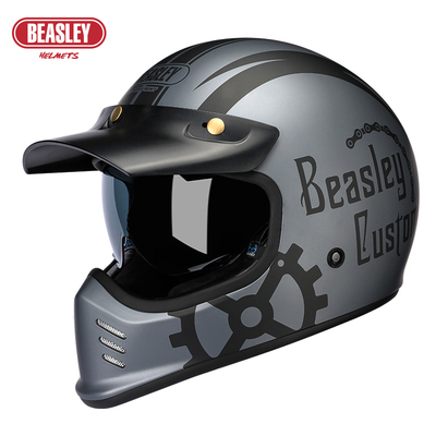 新款BEASLEY比斯力复古头盔摩托车全盔男夏季巡航哈雷机车骑士拉