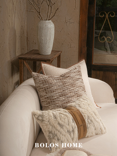 柏洛斯Wool现代简约立体编织羊毛拼接样板房酒店沙发长腰靠枕