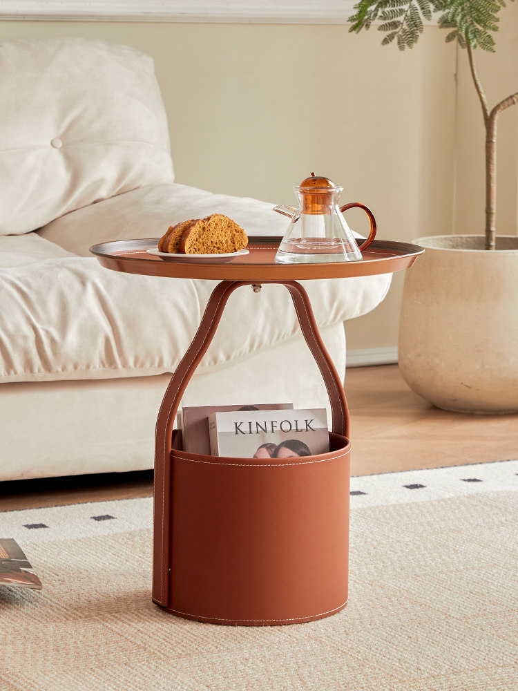 可移动沙发边几茶几设计师极简创意轻奢高级感圆形床头柜小桌替代