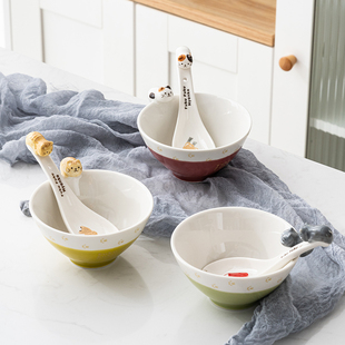 陶瓷可爱猫咪趴碗卡通立体米饭碗橘猫创意个性 日式 家用儿童吃饭碗