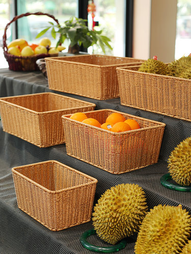 家好点水果筐仿藤编堆头篮超市陈列筐果蔬展示筐面包收纳筐货架篮