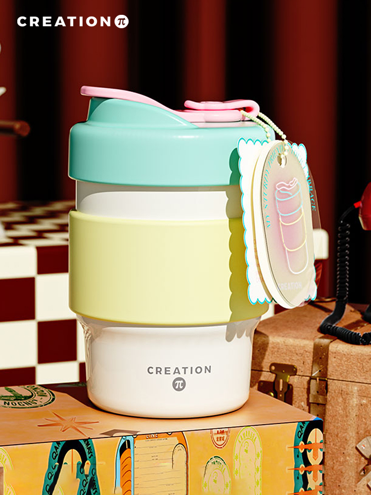 万兀咖啡随行杯陶瓷内胆保温杯女生新款吸管便携高颜值水杯