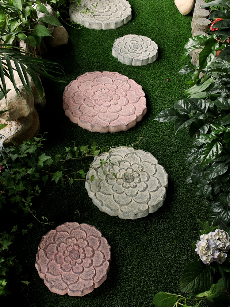 踏步石室外庭院花园脚踏石莲花汀步石中式户外草坪装饰铺路石地砖