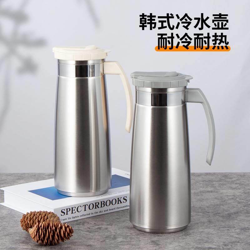 不锈钢冷水壶韩式1.3L冷水壶餐厅茶水壶咖啡壶家用大容量水壶加厚
