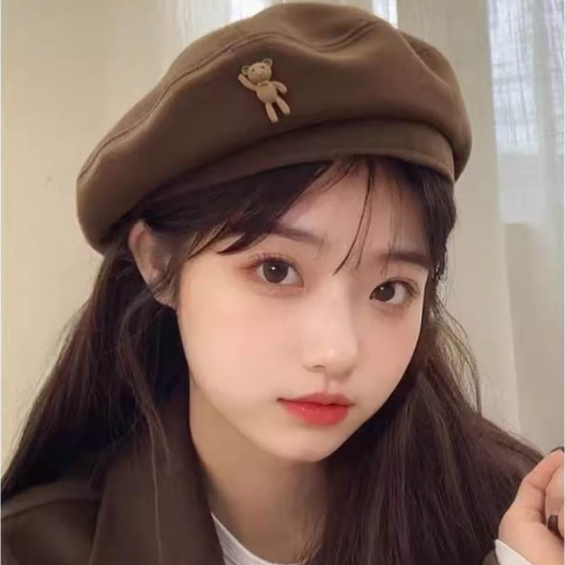 日系贝雷帽女秋冬季新款毛呢复古显脸小可爱学院风美拉德画家帽子