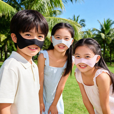 儿童蝴蝶防晒面罩新款高颜值夏季户外防紫外线透气冰丝脸基尼遮阳