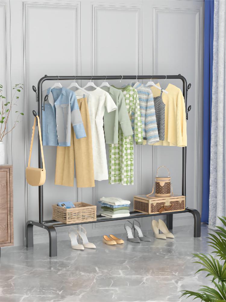 晾衣架落地折叠家用晒衣架阳台卧室挂衣架子室内简易单杆式衣帽架