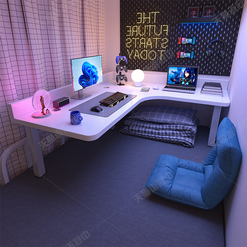 床上桌电脑桌上下铺转角桌电竞桌大学生宿舍神器大尺寸L型拐角桌