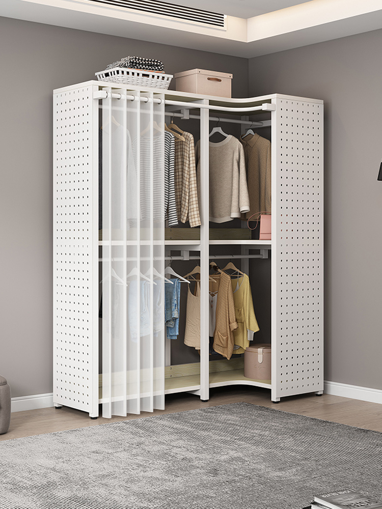 步入式衣帽间转角金属衣帽架落地卧室洞洞板挂衣架置物架衣柜家用