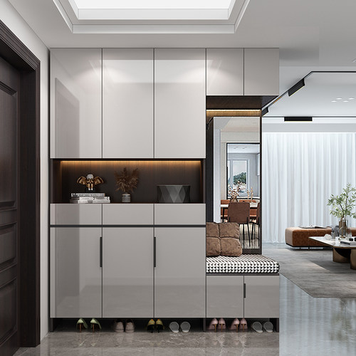 入户进门玄关柜坐凳鞋柜衣帽柜一体靠墙家用门口简约现代轻奢定制