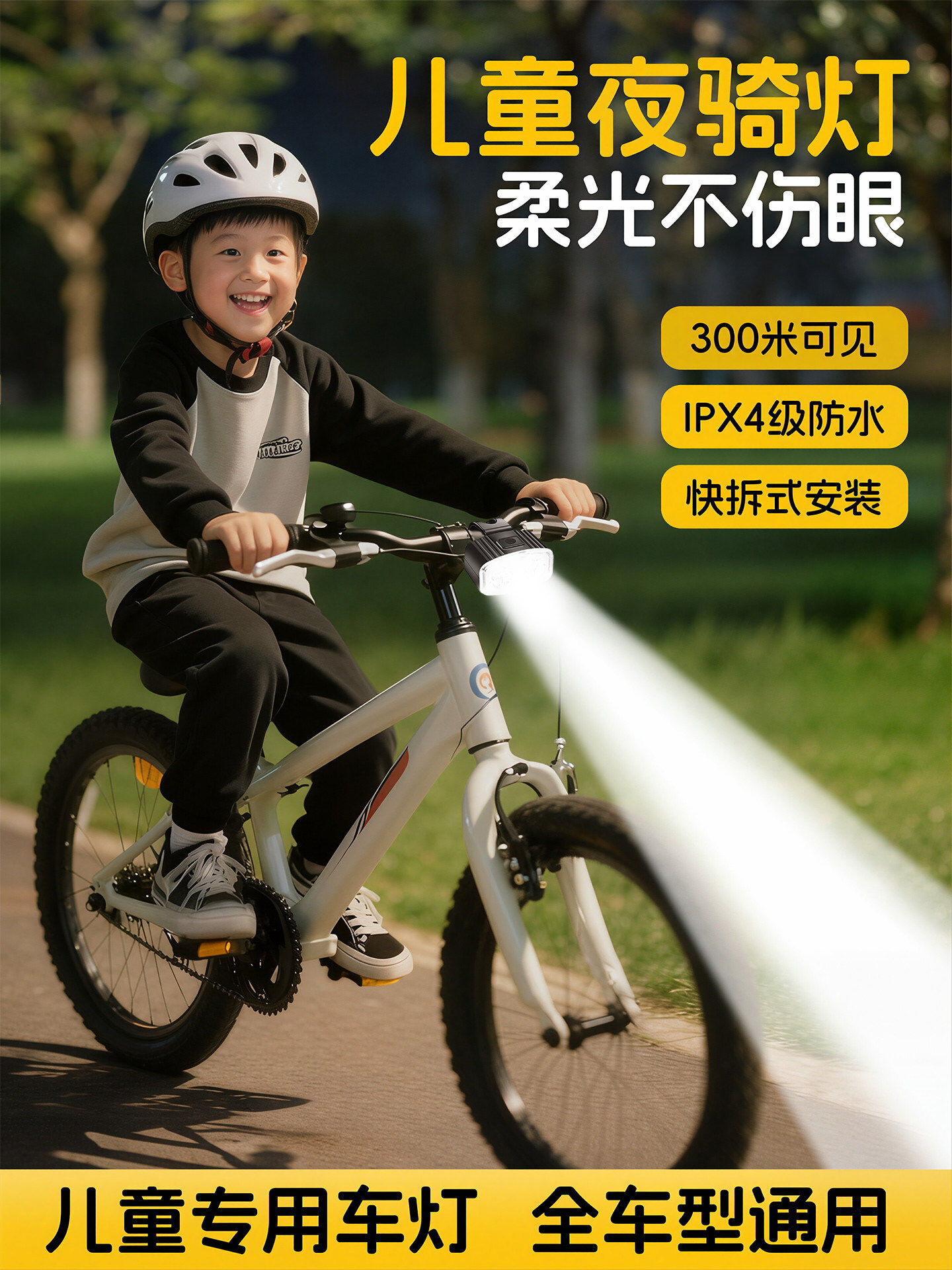 儿童自行车夜骑灯前灯夜间照明灯骑行尾灯单车平衡车滑板山地公路
