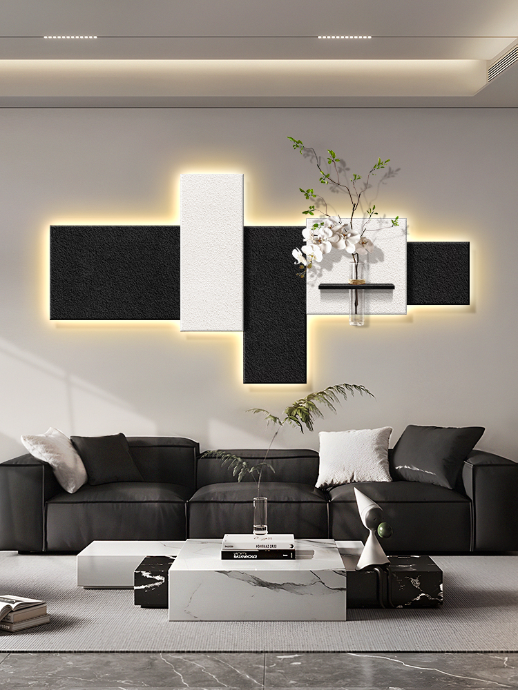 高级感客厅装饰画极简抽象壁画沙发背景墙挂画立体砂岩画2025新款