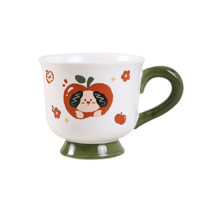 KKV可爱小狗高脚杯陶瓷杯卡通办公室居家咖啡牛奶马克杯水杯子